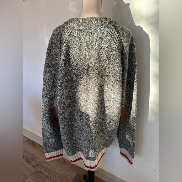 NEW Roots Cabin Knit sweater XXL Salt and Pepper Colour with elbow patches - Picture 3 of 7
